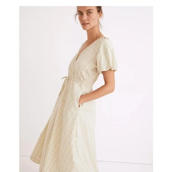 NWT Madewell Plaid Tie-Waist Midi Dress - Picture 2 of 6